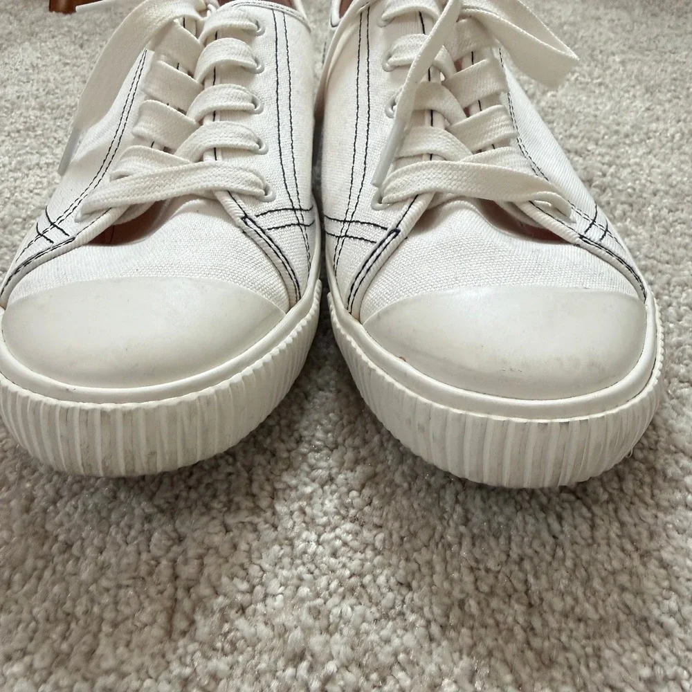 Kate Spade NY Tennison White Canvas Low Top Sneakers Contrast Stitching 8.5‎
